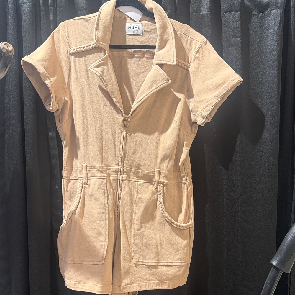 Show Me Your MuMu Beige Short Sleeve Utility Jacket